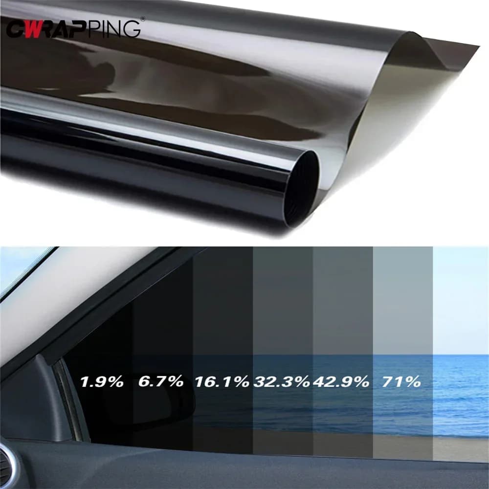 50 cm x 3 m Nero Finestra di Automobile Tinta Pellicola di Vetro Adesivo VLT 1%-50% Parasole Finestra Colorazione Solare Protezione UV Lamine Pellicole Adesive