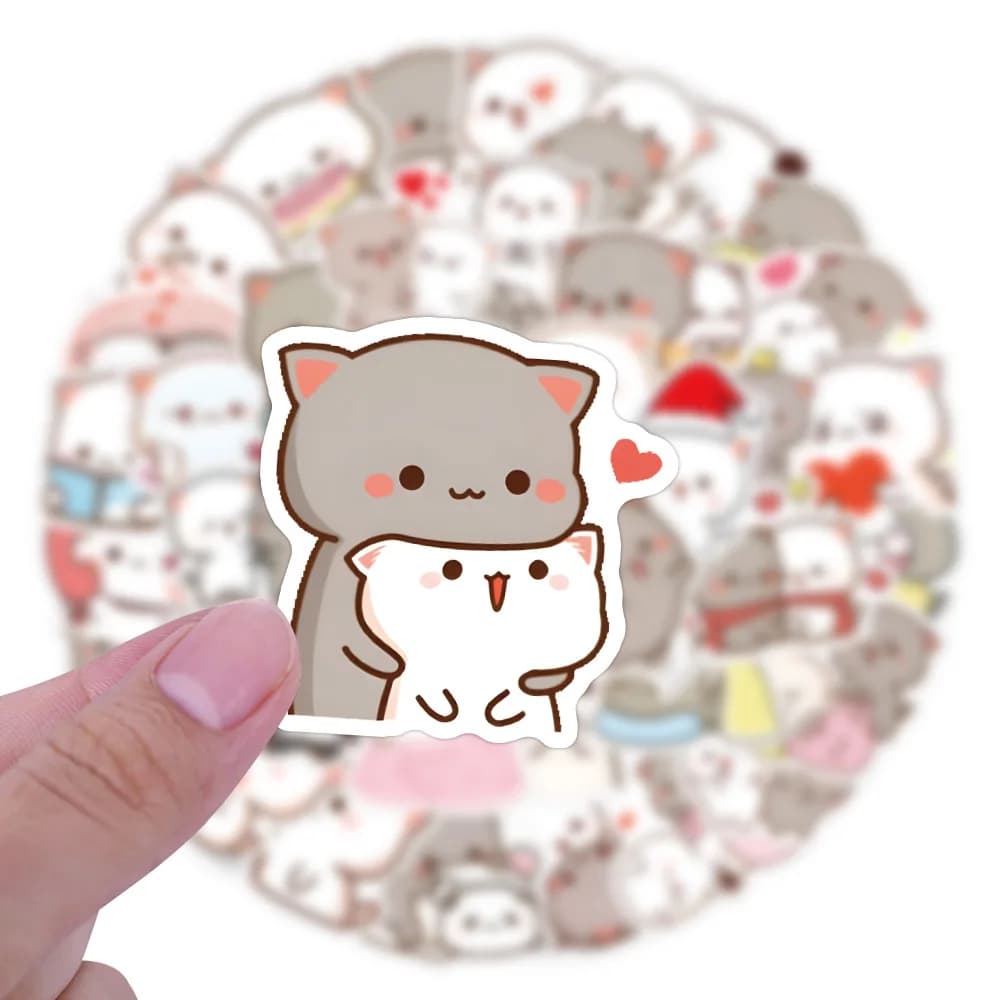 50 pz/pacco Kawaii Mochi Cat adesivi decalcomanie per telefono laptop valigia notebook skateboard adesivi impermeabili