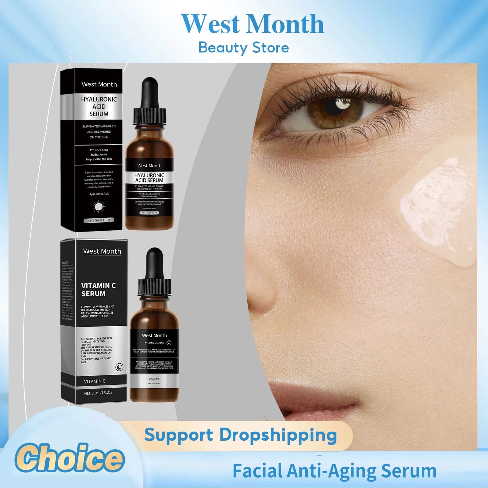 Anti-aging face serum Deep hydration Scratching wrinkle removal Scratching Dissolvency Thin lines Whitening Repair Serum Nutrient