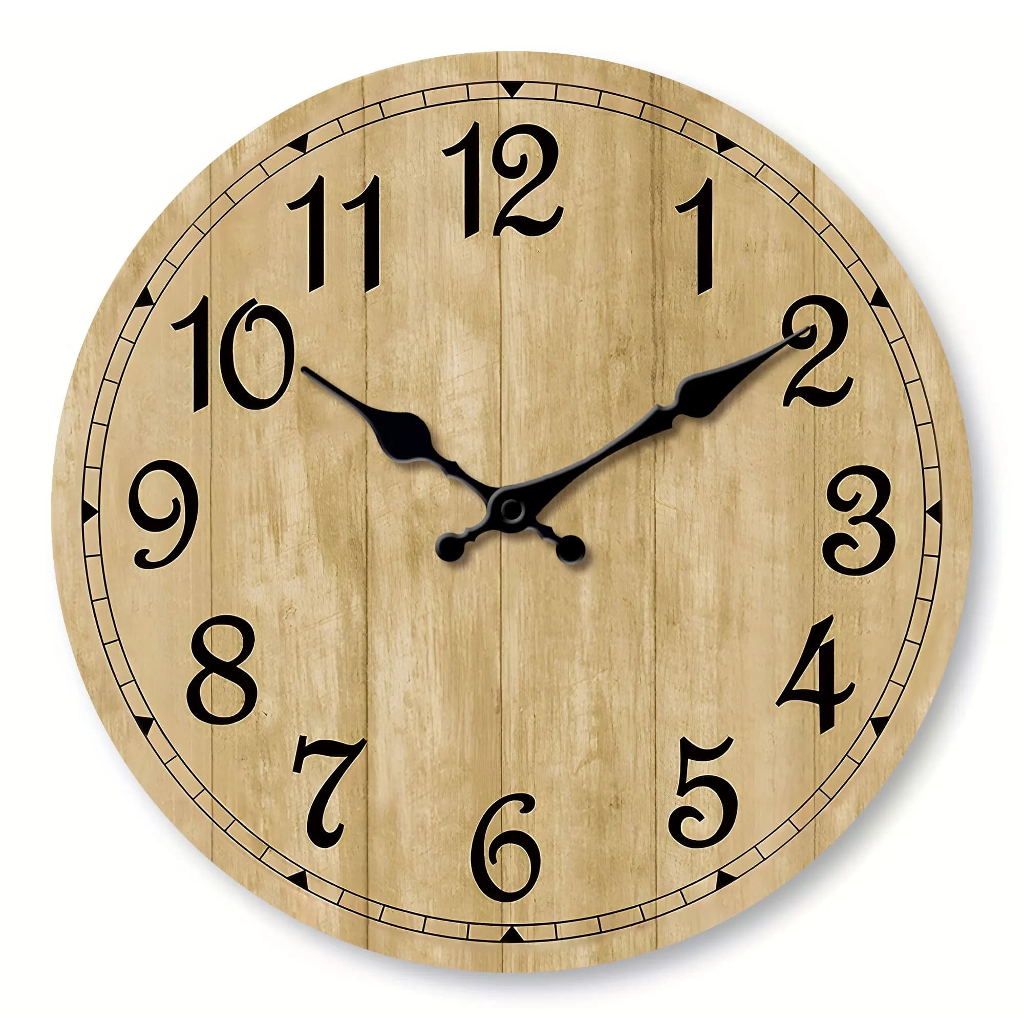 Modern and silent quartz wooden wall clock - simple design wall clock with wooden imitation texture, suitable for living room, b