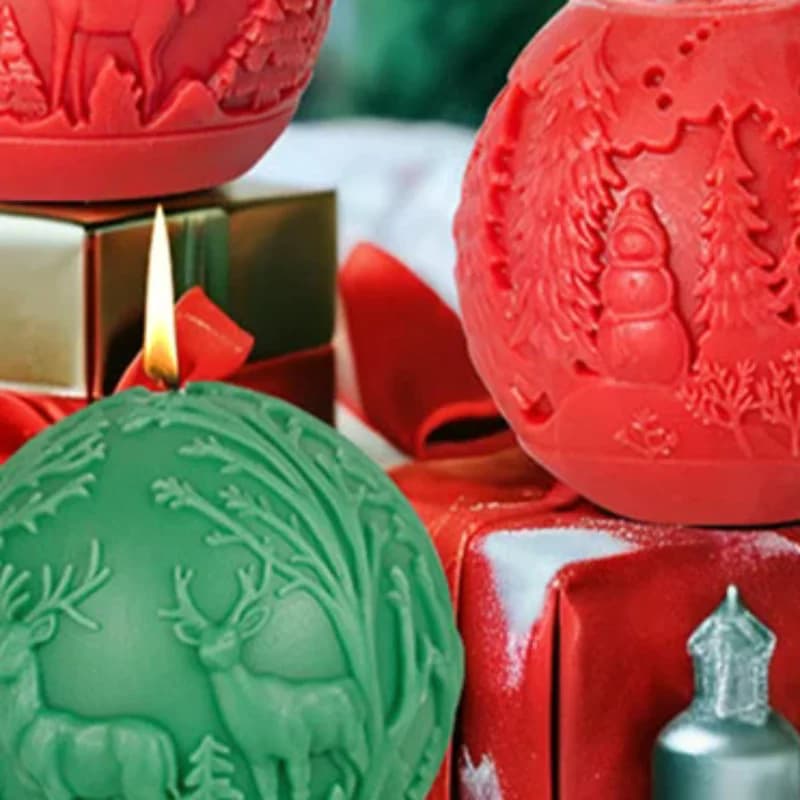 3D fai da te albero di Natale palla candela stampo in silicone alce stella palla candela stampo regalo di Natale torta stampo al cioccolato stampi per sapone