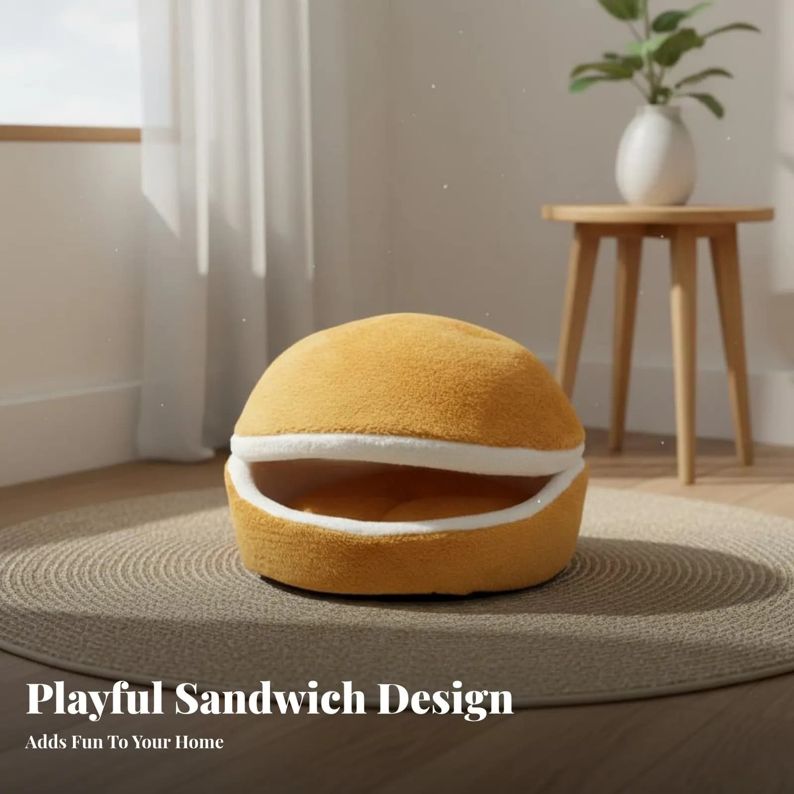 Cuccia per Animali Domestici Sandwich per Uso Tutto l'Anno, Cuccia Chiusa Lavabile in Lavatrice con Fondo Antiscivolo per Proprietari di Cani di Piccola Taglia, Camera da Letto, Viaggi