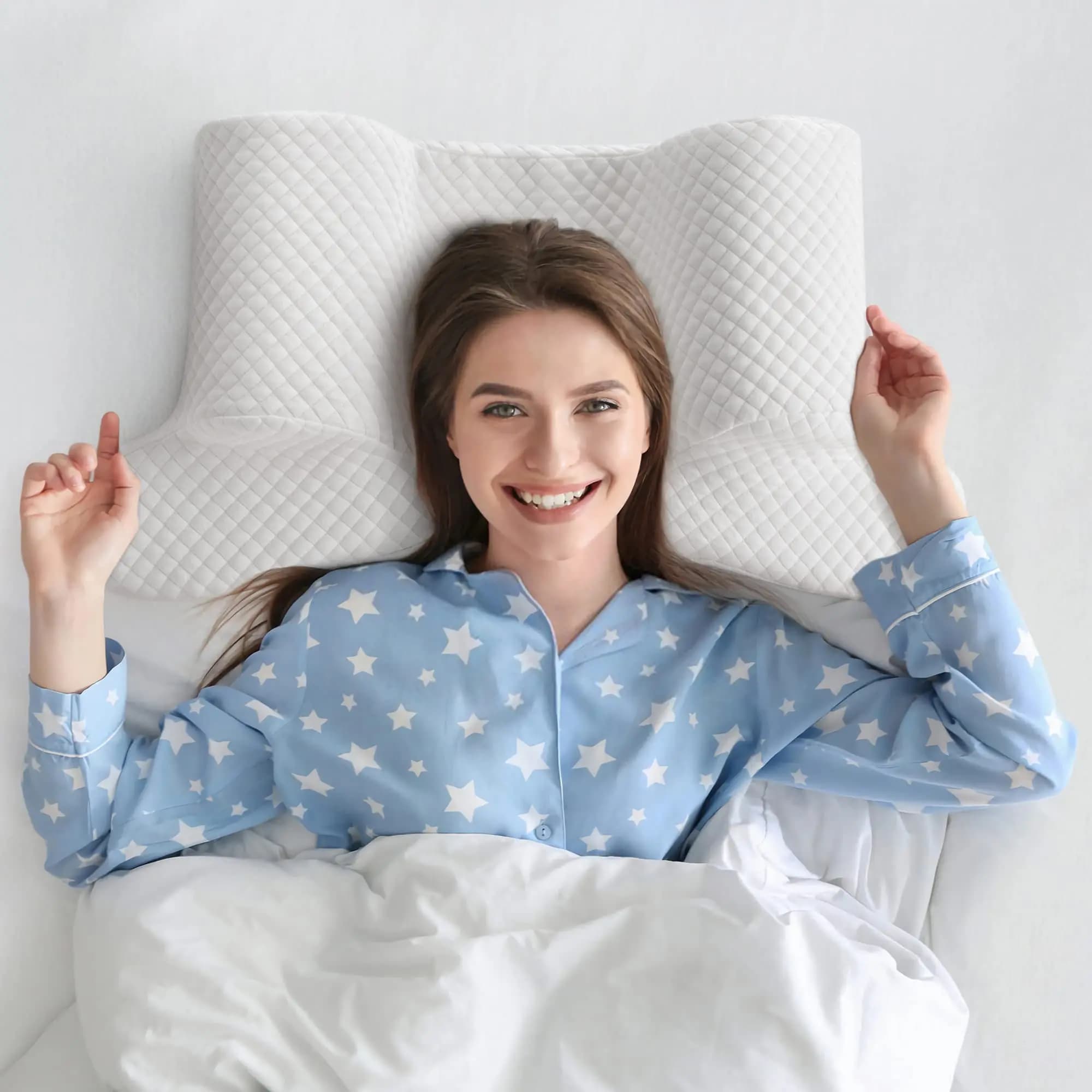 Cuscino in Memory Foam per Dormire sulla Schiena, per Mantenere la Testa Dritta e Prevenire le Rughe - Cuscino di Bellezza Anti-Rughe e Anti-Invecchiamento