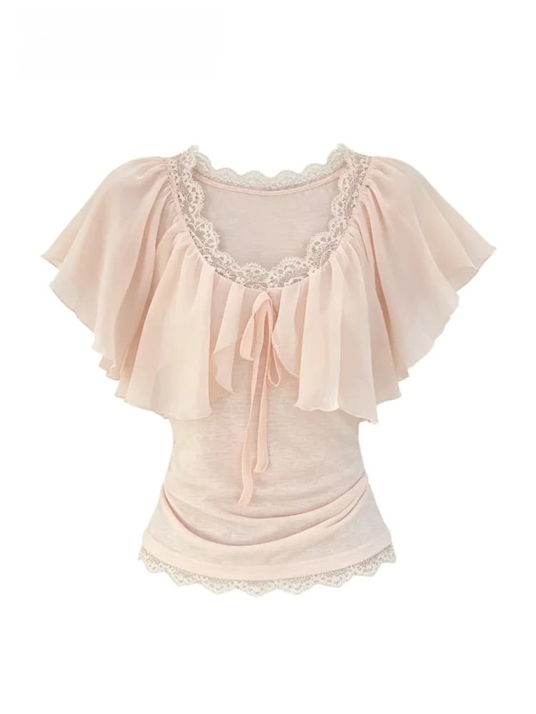 Korean Style plus Size Women's Short Sleeve Shirt Summer Fashion Meat Concealing Top Polyester Fiber Casual Wear