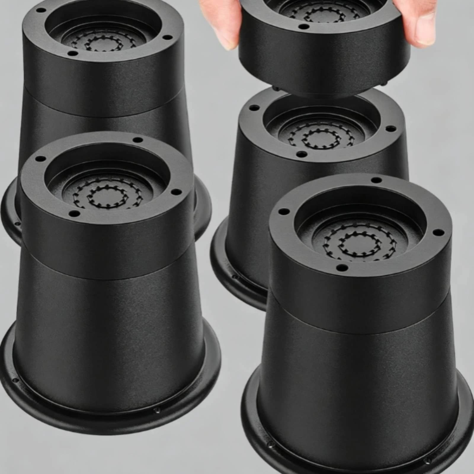 4 Pieces Furniture Leg Riser Tapered Bed Riser Furniture Lift Block Round Home Accessory Black