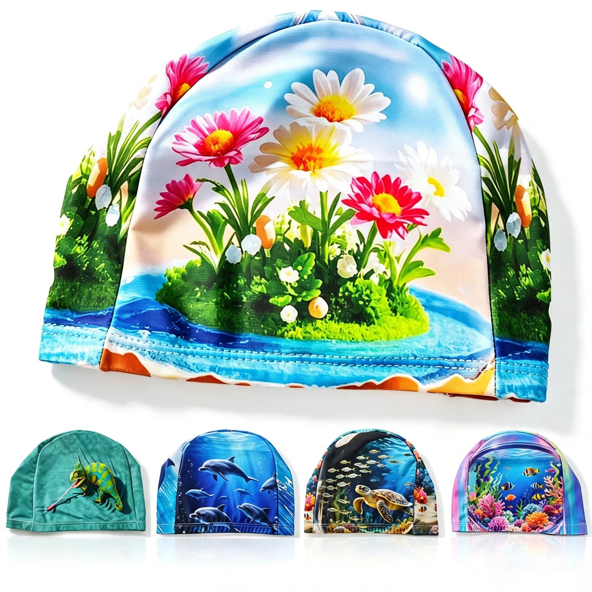 Adults Unisex Swim Cap, Soft Stretch Comfort Fit Ear Protection for Snorkeling Indoor Swimming