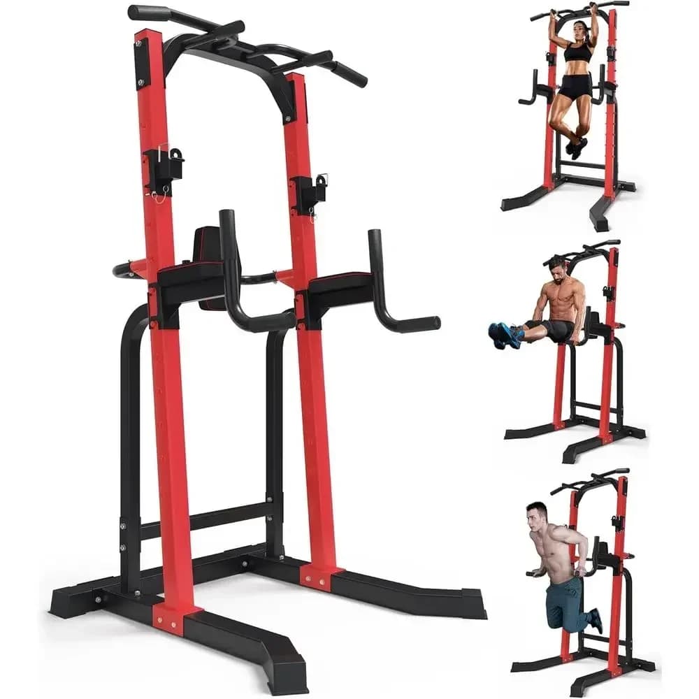 Heavy-Duty Steel Home Gym with Power Tower, Pull-Up Bar, and Dip Station, Supporting 1500 lbs, Adjustable Height for Calisthenic