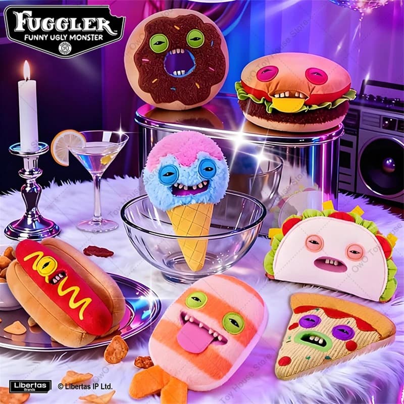 Peluche Originali Fuggler: Mostri Divertenti con Denti Straniari, Serie Fuggalicious, Blind Box con Bambole a Forma di Gelato, Hamburger e Hot Dog