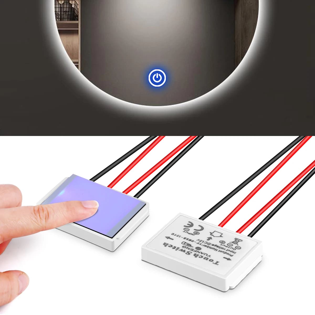 Interruttore dimmer LED 12V 5A Interruttore capacitivo con sensore tattile regolabile CCT per decorazione retroilluminazione luce specchio bagno