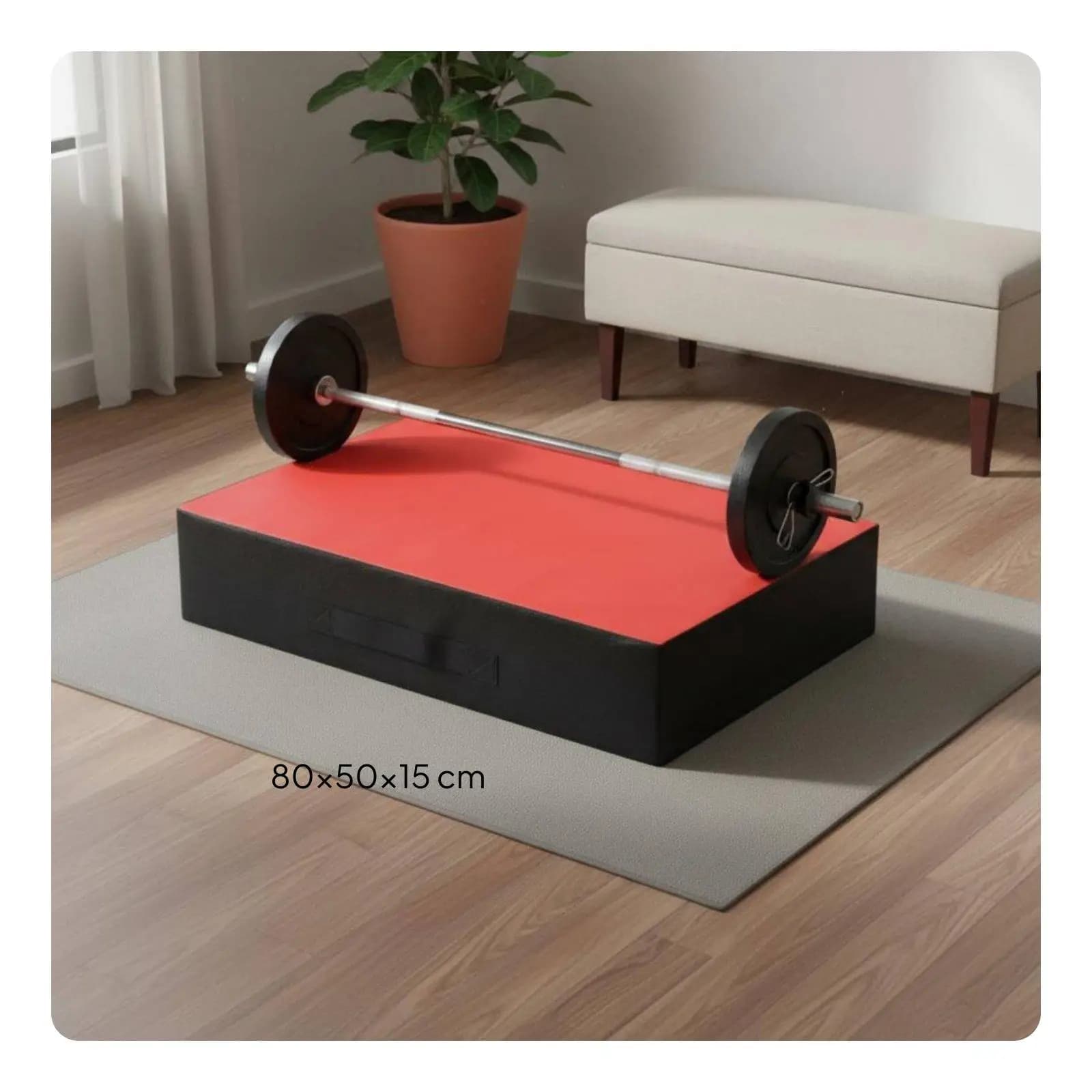 Weightlifting Drop Pad for Barbell with Reinforced Handles Heavy Duty Foam Core Noise Dampening PVC Leather Cover for Home Gym