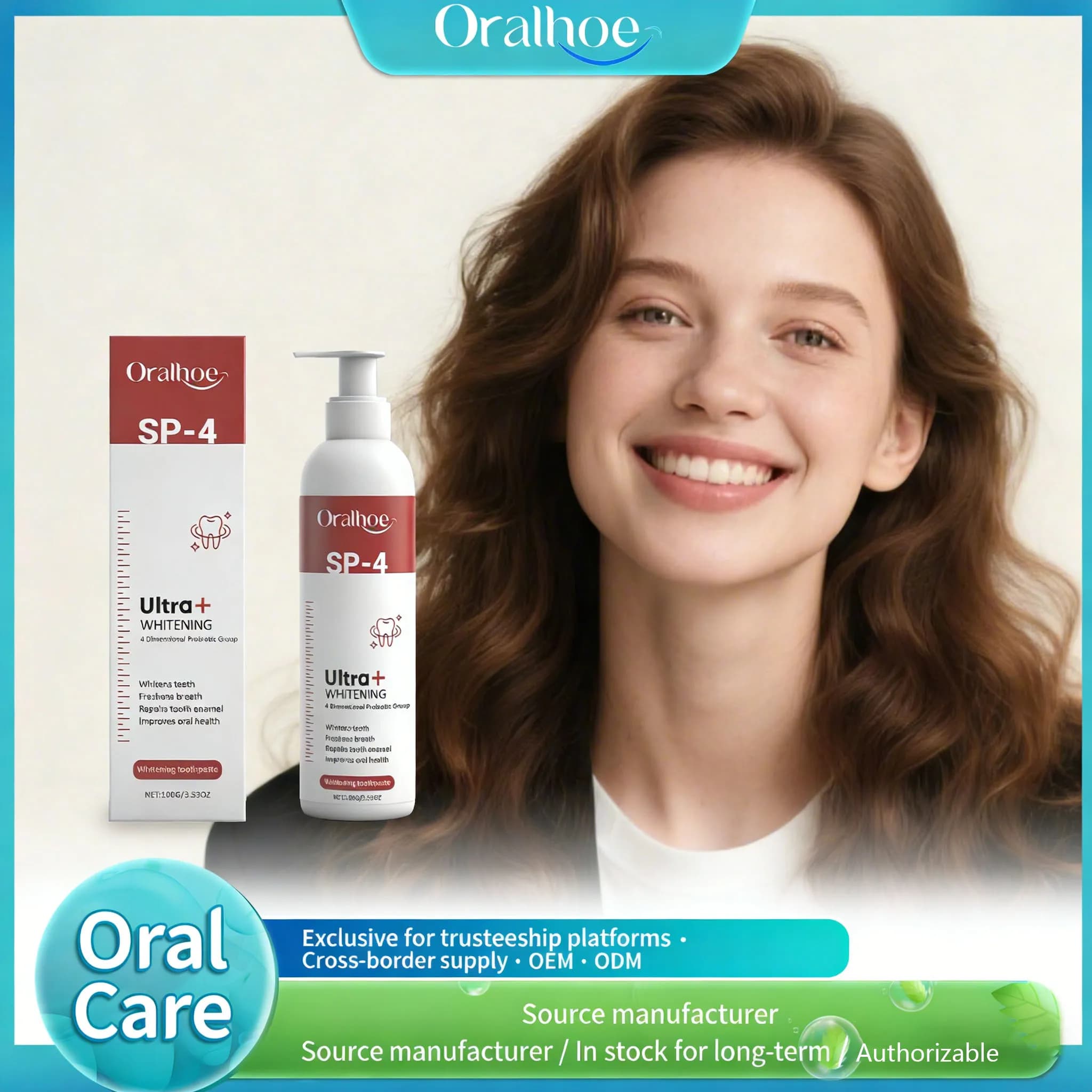 Dentifricio Sbiancante ORALHOE, Rimuove Placca e Macchie, Sbiancante per Denti, Igiene Orale, Alito Fresco, Cura dei Denti