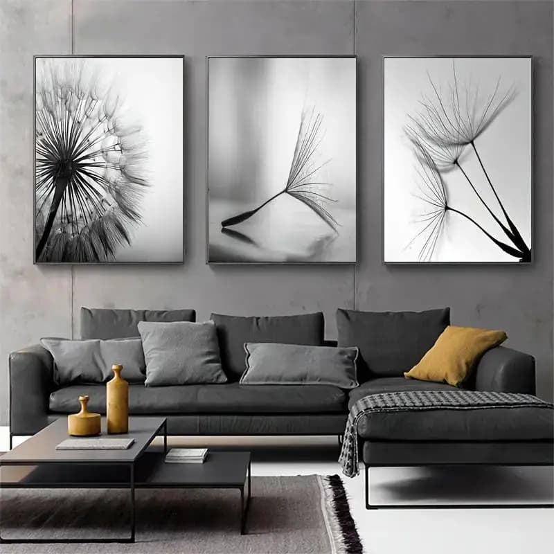 3Pcs/Set Minimalist Abstract Dandelion Plants Nordic Style Poster Canvas Wall Art Modern Living Room Home Decor Frameless