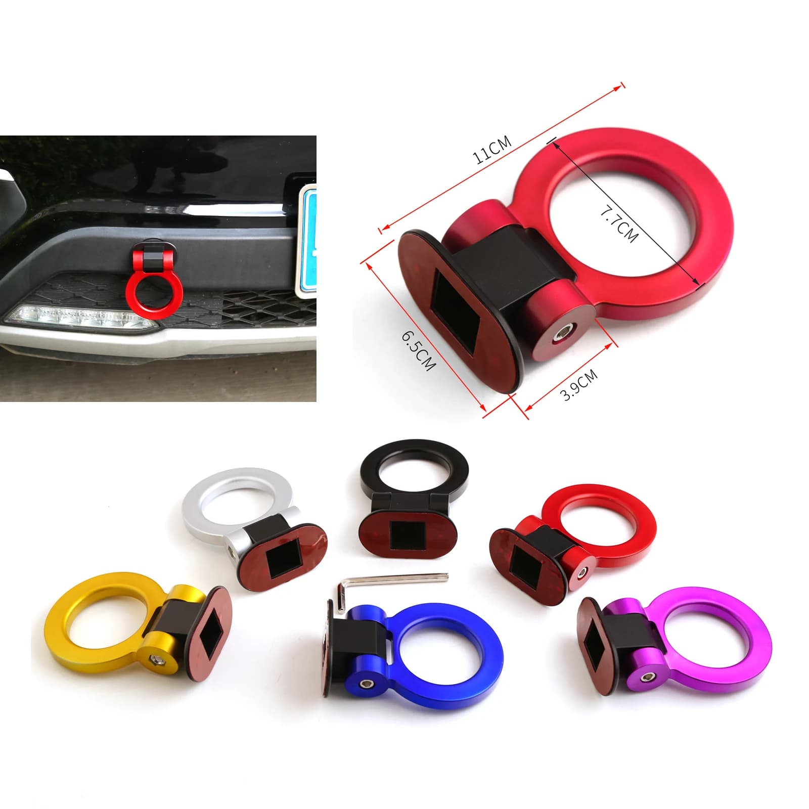 Decorative Fake Tow Hook Sticker Kit Universal Fit Car Bumper Exterior Accessories, Auto Body Styling Decals Non-Functional