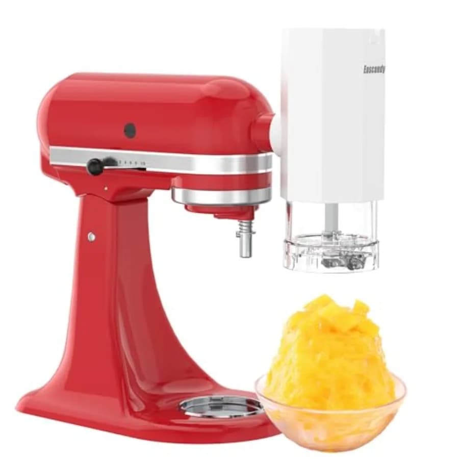 Accessorio per Ghiaccio Tritato per Mixer KitchenAid, Macchina per Coni di Neve con 8 Stampi per Ghiaccio e Lama in Acciaio Inox