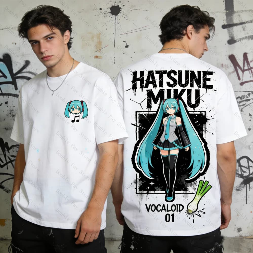 T-shirt Oversize Miku per Uomo e Donna, Maglietta Anime Vocaloid 01, Streetwear Harajuku, Manica Corta, Top Hip Hop Casual, Abbigliamento Estivo