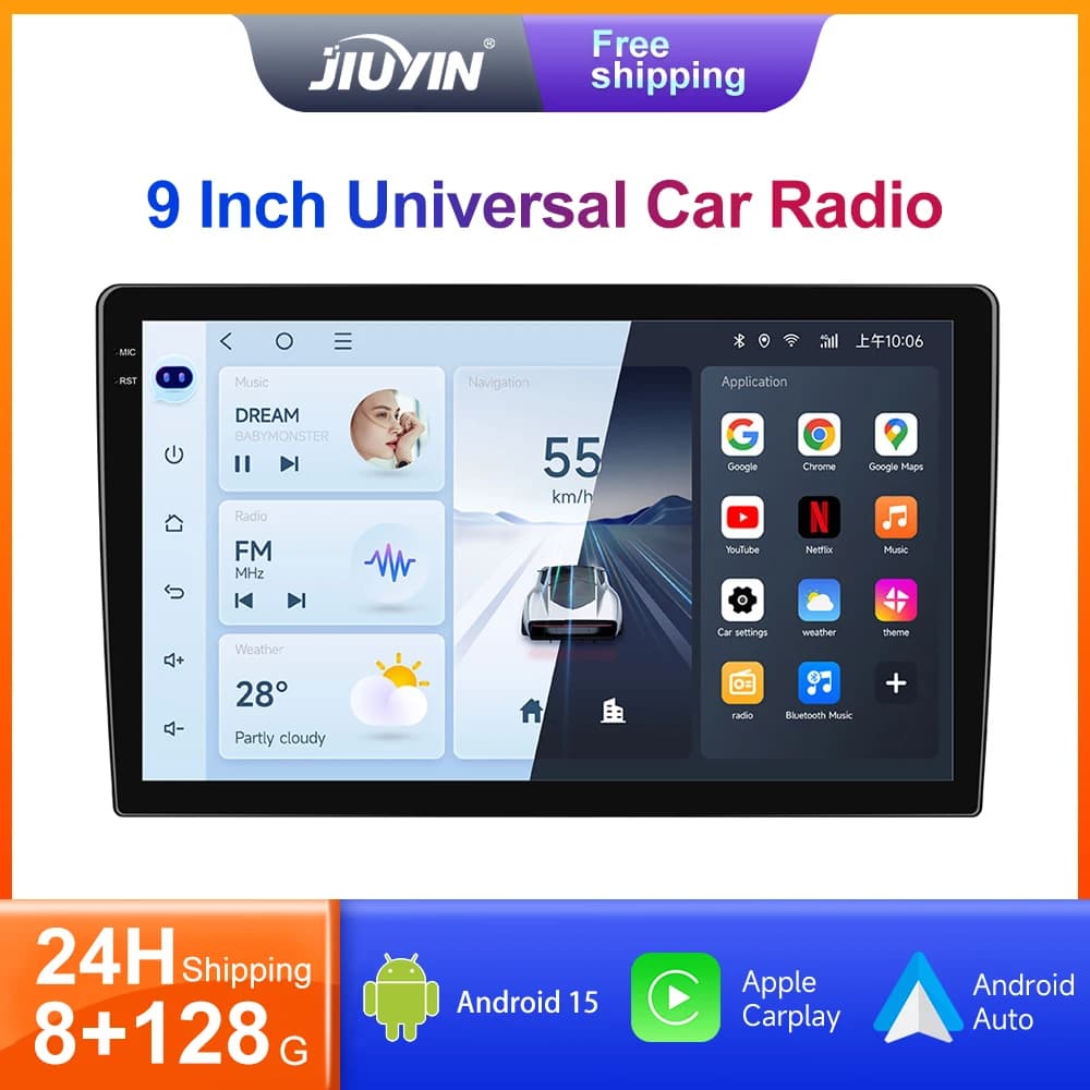 JIUYIN 9 inches Incell Car Multimedia Video Player Universal Stereo Radio GPS IPS For Volkswagen Nissan Hyundai Kia Toyota