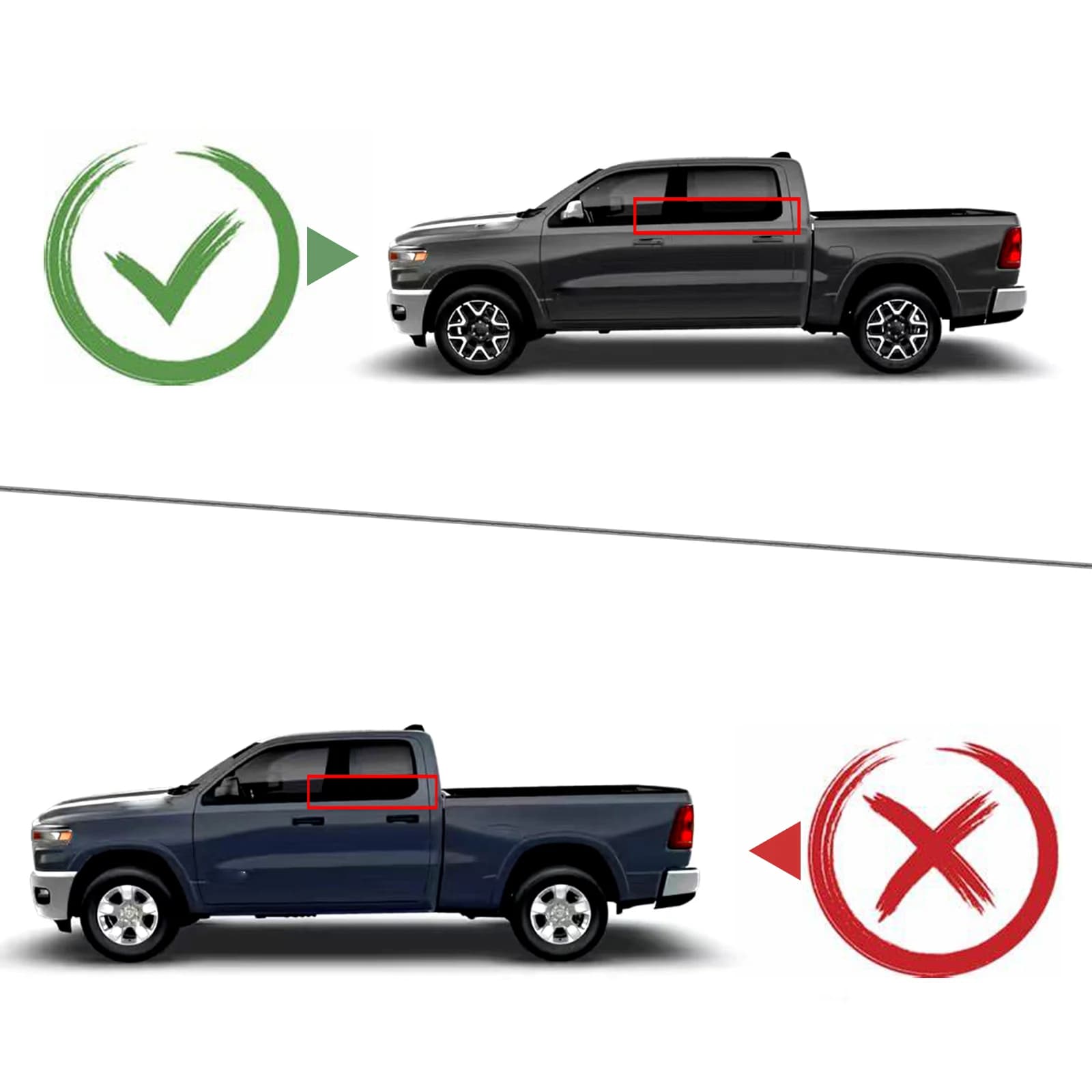 Exterior Door Window Strip Molding Trim Gloss Black Seal Weatherstrip Cover Styling For Ram1500 Ram 1500 2019-2026 Pickup 4-Door