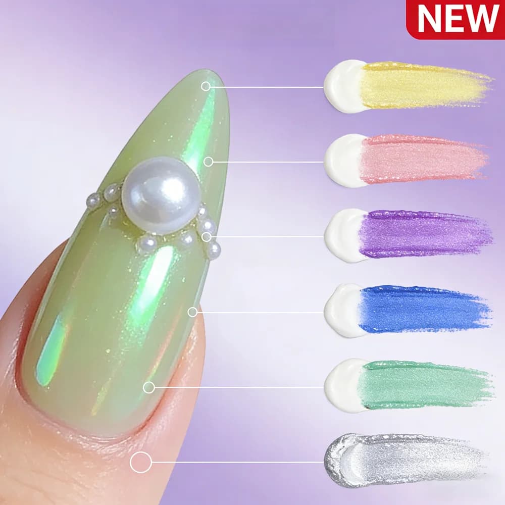 6Pcs Symphony Aurora Pearlescent Powder Epoxy Resin Mineral Mica Pigment Nail Art Eyeshadow Soap Cosmetic Chrome Powder