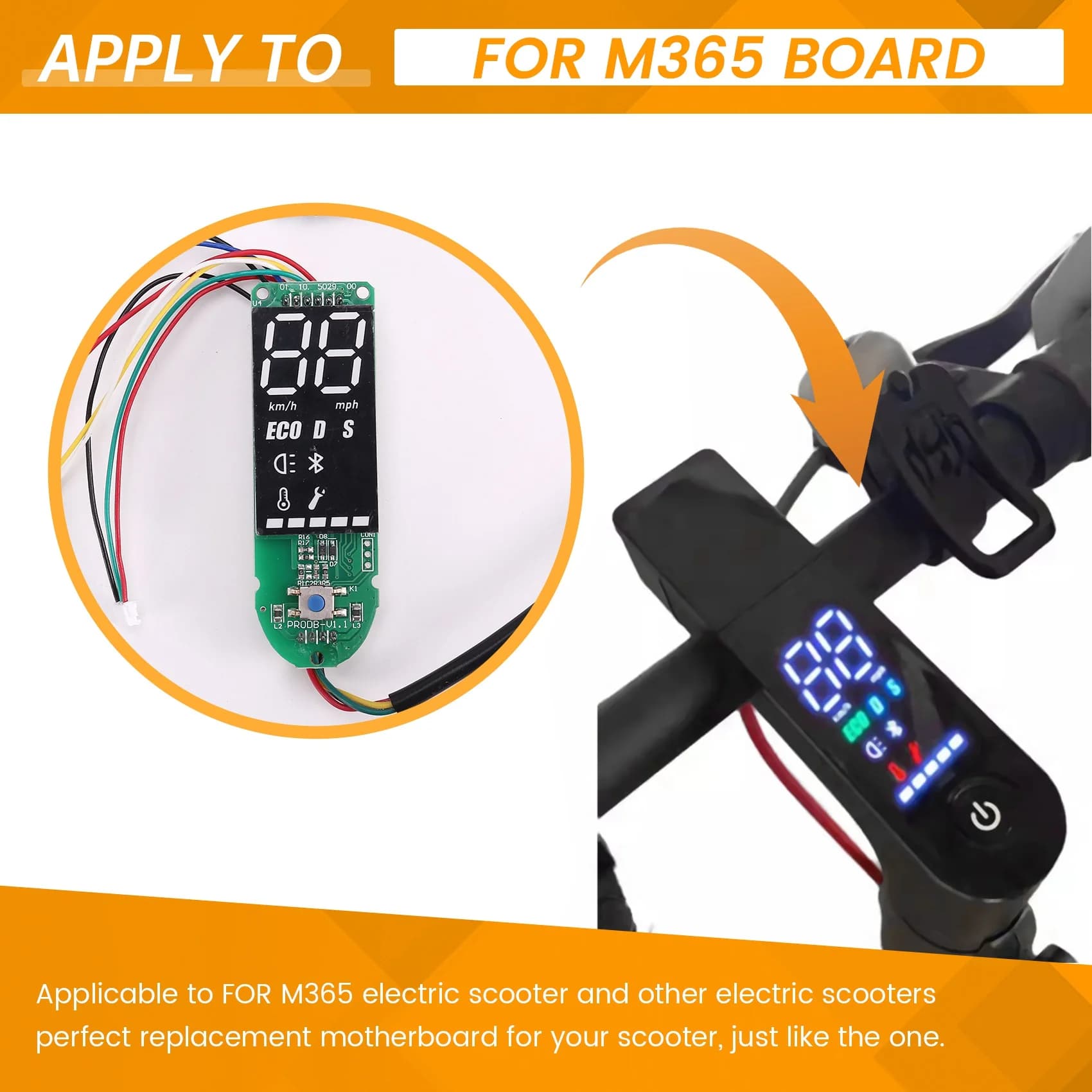 Centralina di controllo per monopattino elettrico CGDS con alimentatore, display digitale BT, acceleratore e luce anteriore per ricambio M365 PRO