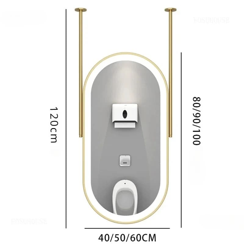 Specchi da bagno dal design creativo per hotel Specchio ovale personalizzato per parrucchiere Specchi da bagno luminosi sospesi in metallo nordico