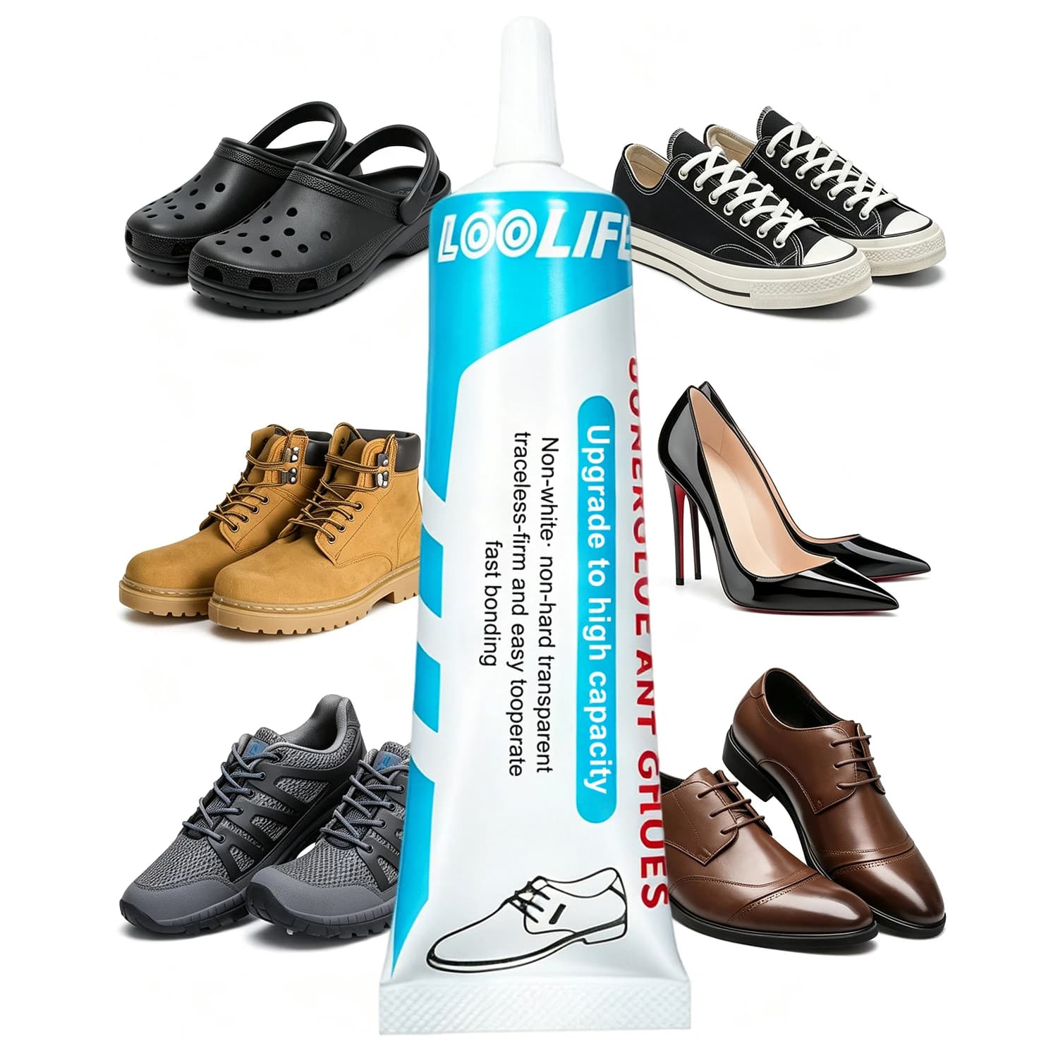 60ML Shoe Glue for Sole Repair Clear Flexible Strong Adhesive Waterproof For Boots Leather Rubber Sole Fixing Home Outdoor Tool