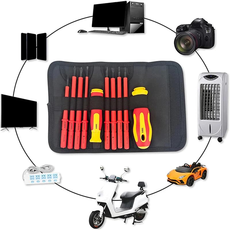 Set di Cacciaviti Isolati 1000V, Punte Magnetiche a Taglio e Phillips per Kit di Riparazione Elettrica per Elettricisti