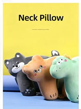 Cute Cartoon Animal Travel Soft Plush U Shaped Pillow for Airplane Car Office Nap Wholesale