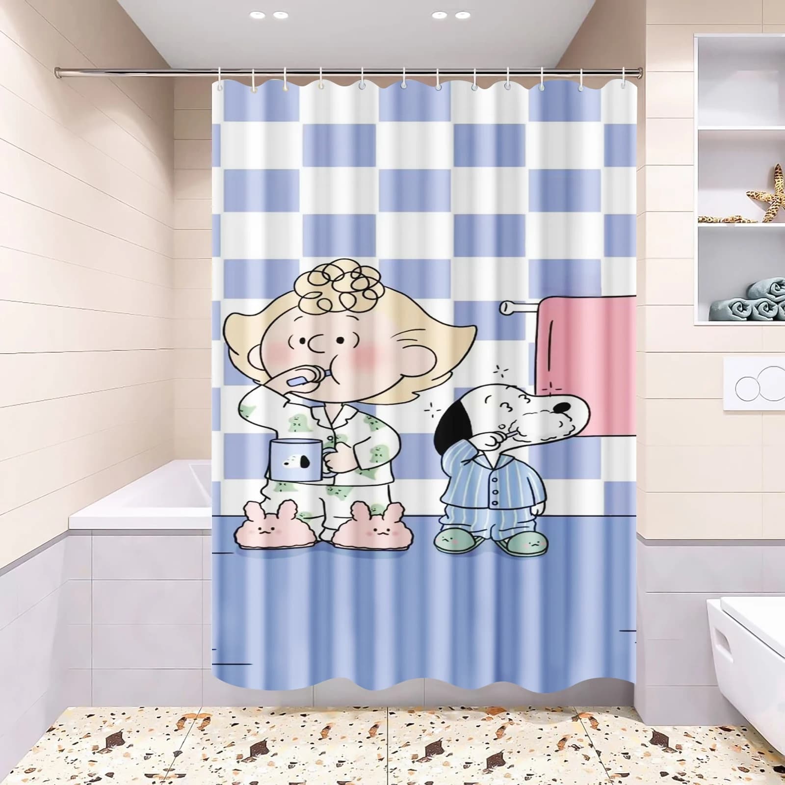 Snoopy Anime shower curtain, bathroom accessories, decorative curtains for living room, nice and fun