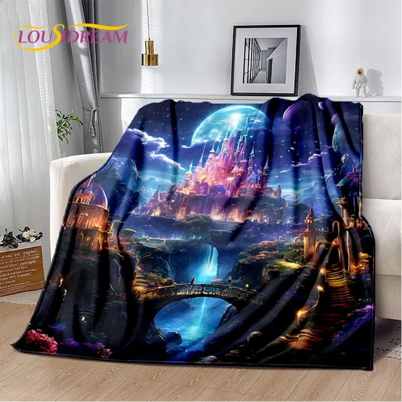 Fairyland Fairy Tale Castle mystery Gothic Dream Cartoon coperta morbida, coperta morbida per la casa camera da letto divano letto regalo per bambini