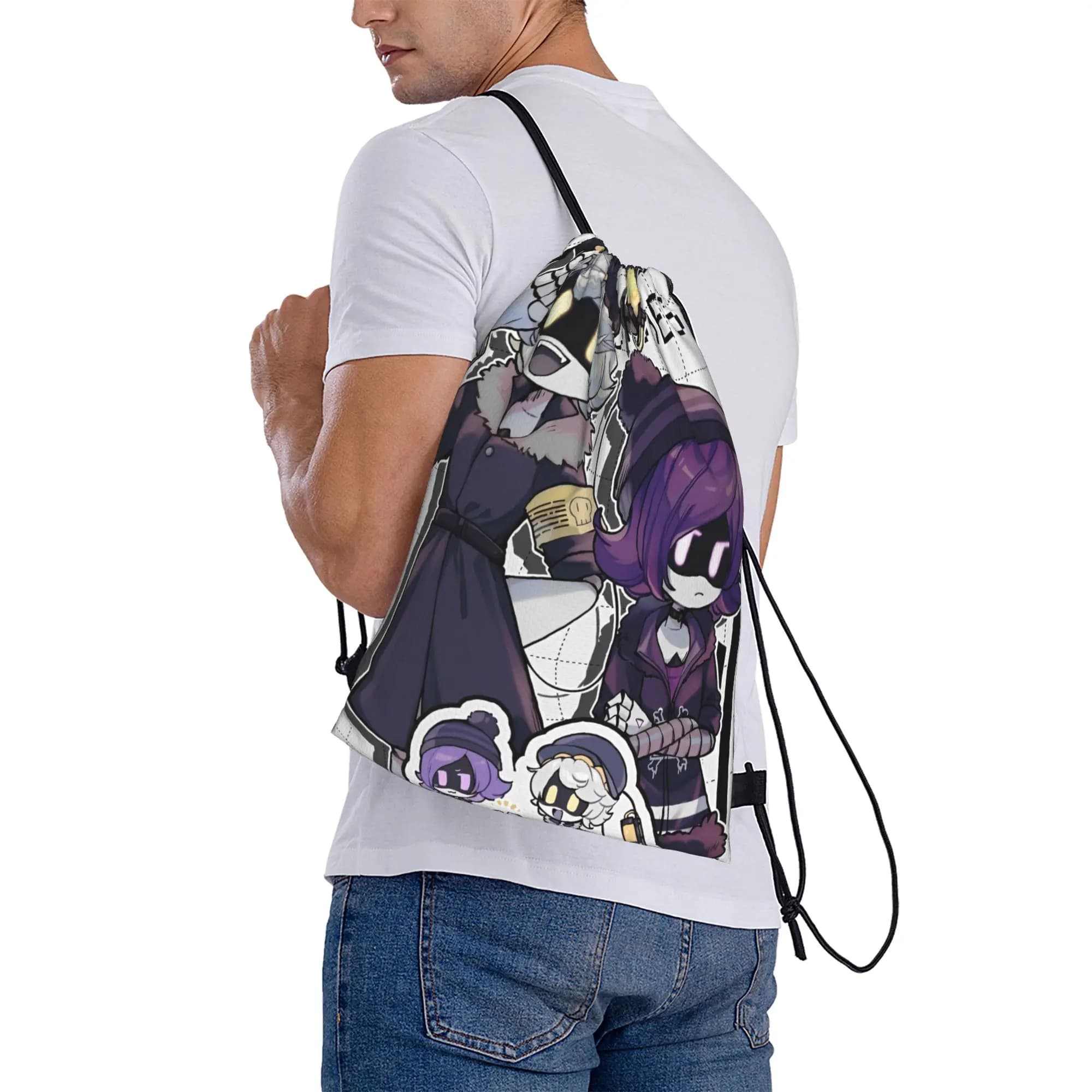 Murder Drones N And Uzi-bayingimg Drawstring Bag Outdoor Beach Couple BackpacksLarge Capacity Minimalist Sackpack String Bags