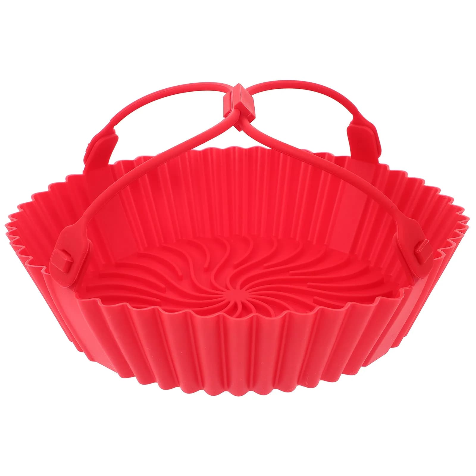 Tappetino in silicone con manico, rotondo, antiaderente, riutilizzabile, per friggitrice ad aria, forno, cucina, uso domestico
