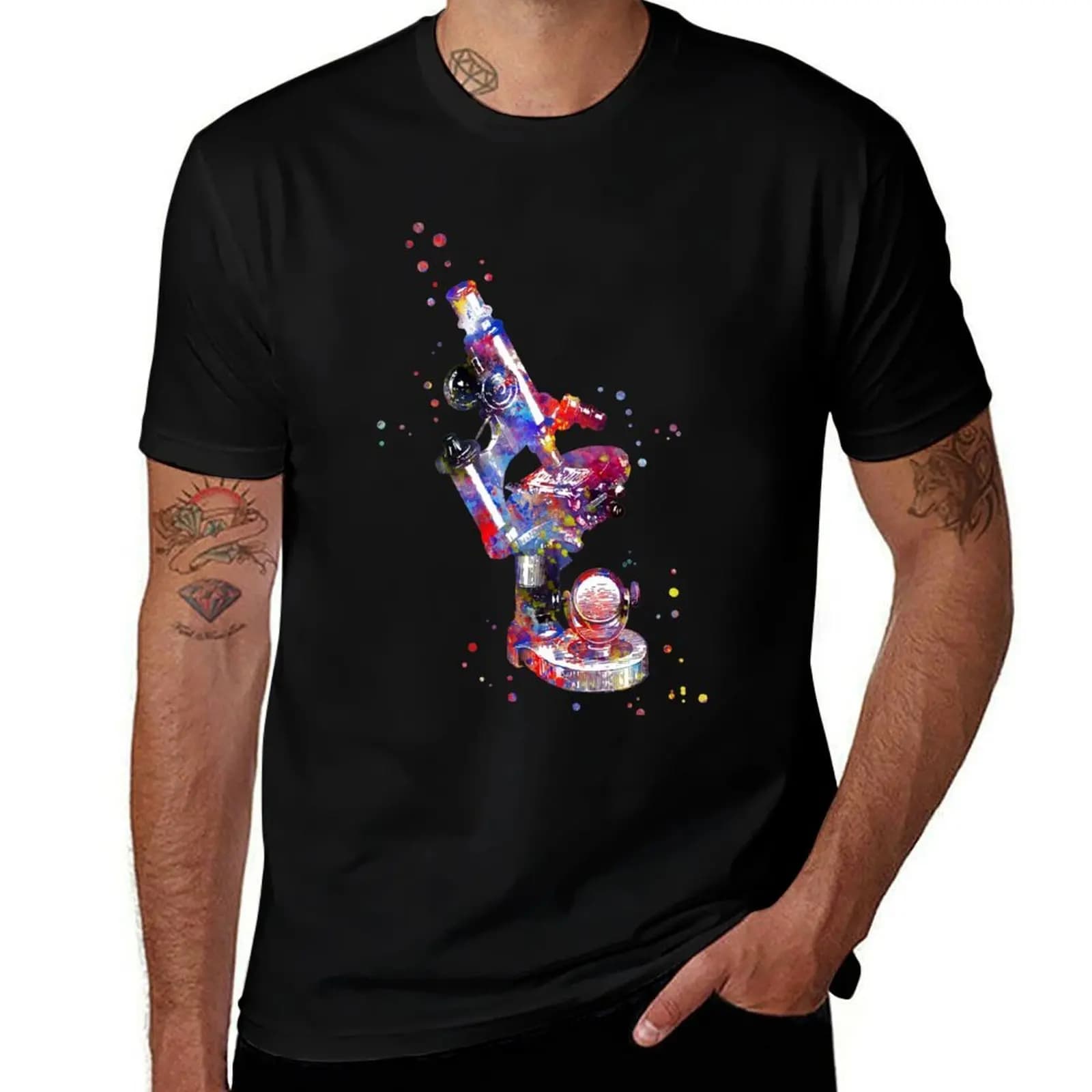 T-shirt Vintage Compound Microscope in tessuto elasticizzato, comoda t-shirt