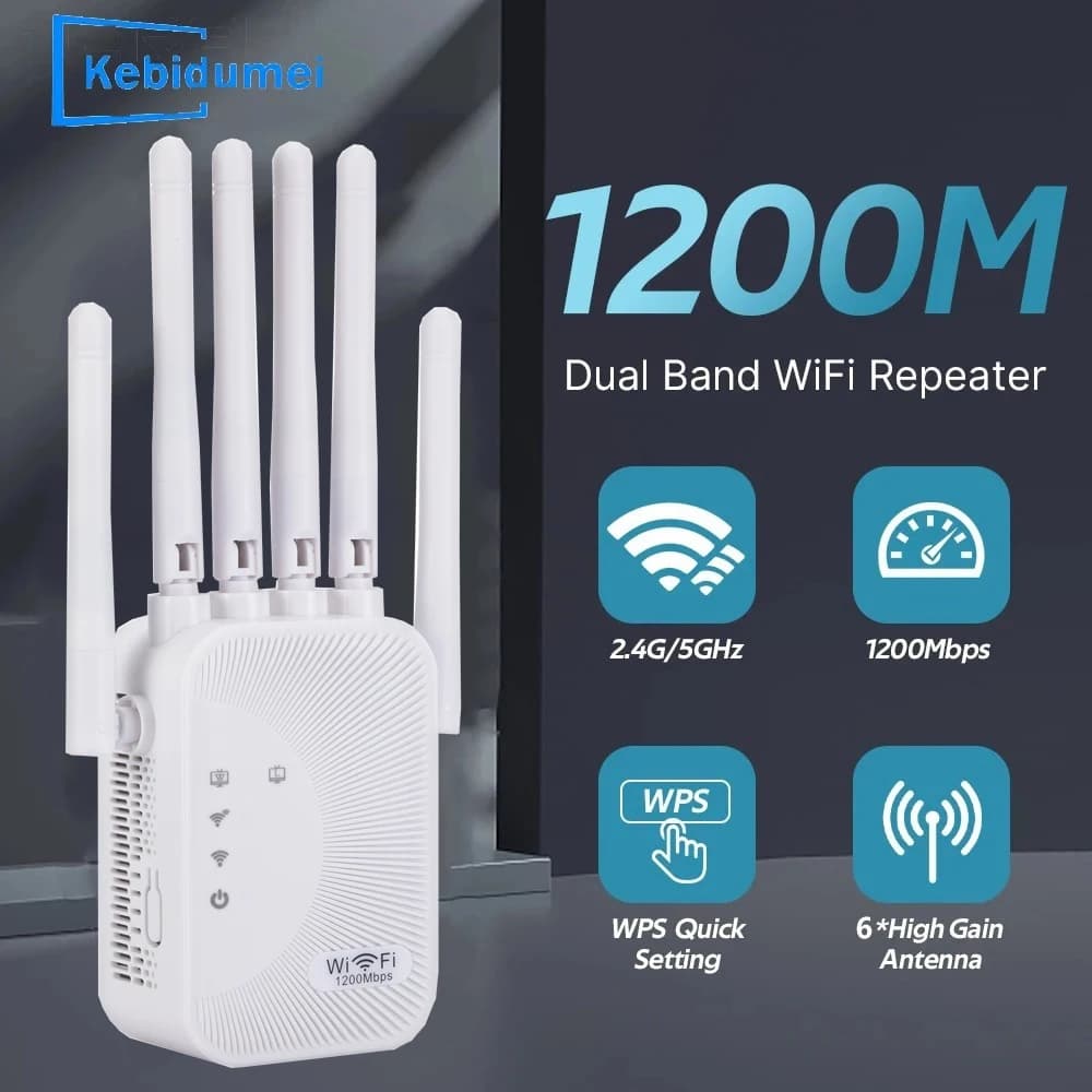 Ripetitore 1200Mbps 2.4G/5GWiFi Dual Band Wireless Gamma di segnale Extender Wi-Fi Amplificatore Router Amplificatore di segnale a lungo raggio per la casa