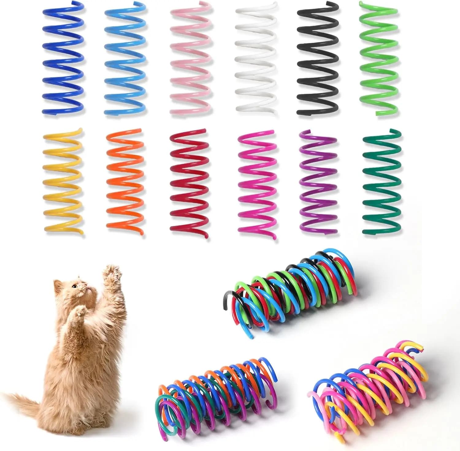 12 Pezzi 12 Colori Giocattoli a Molla per Gatti da Interno, Molle a Spirale Interattive per Gioco Autonomo, Molle a Spirale in Plastica Resistente per Gatti