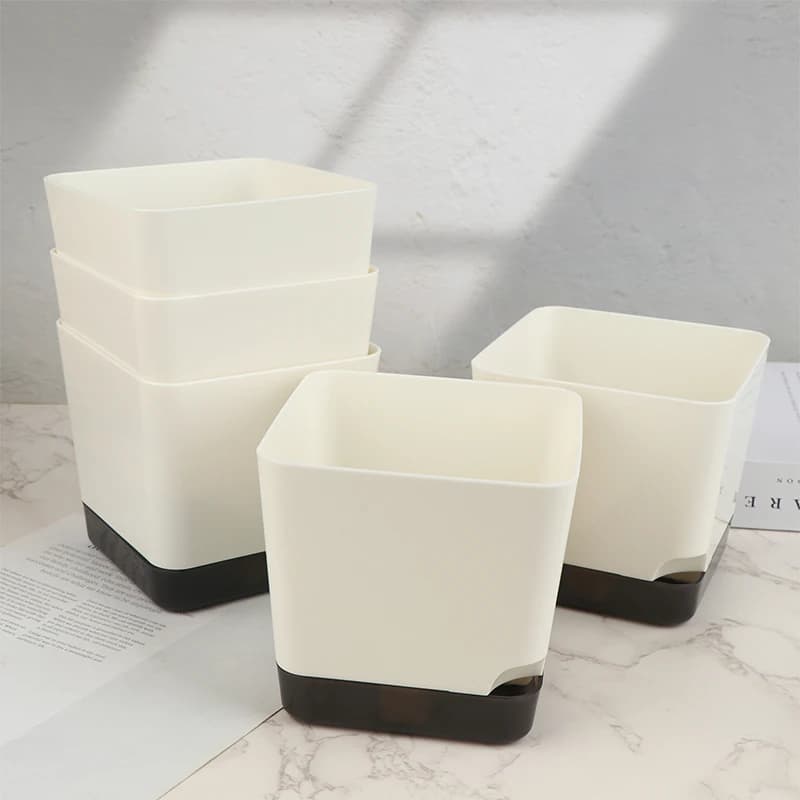 5Pcs Plastic Plant Pots Indoor Succulents Plant Pots Self Watering Flower Pots Self Watering Planters With Drainage Hole