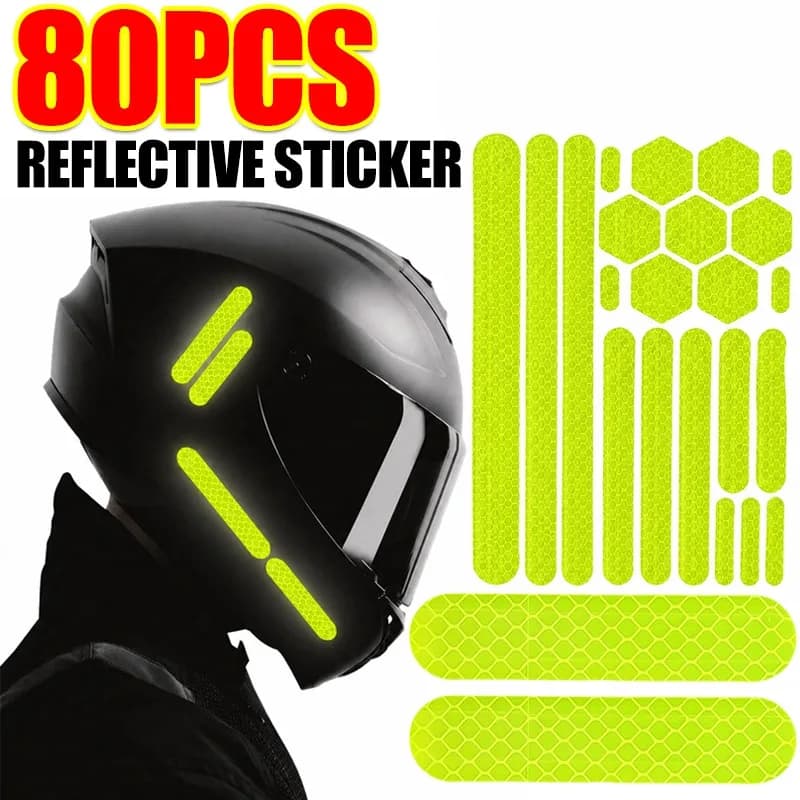 80/40/10PCS Night Reflective Strip Warning Stickers Waterproof High Visibility Reflectors Tape for Car Motorcycle Helmet Bicycle