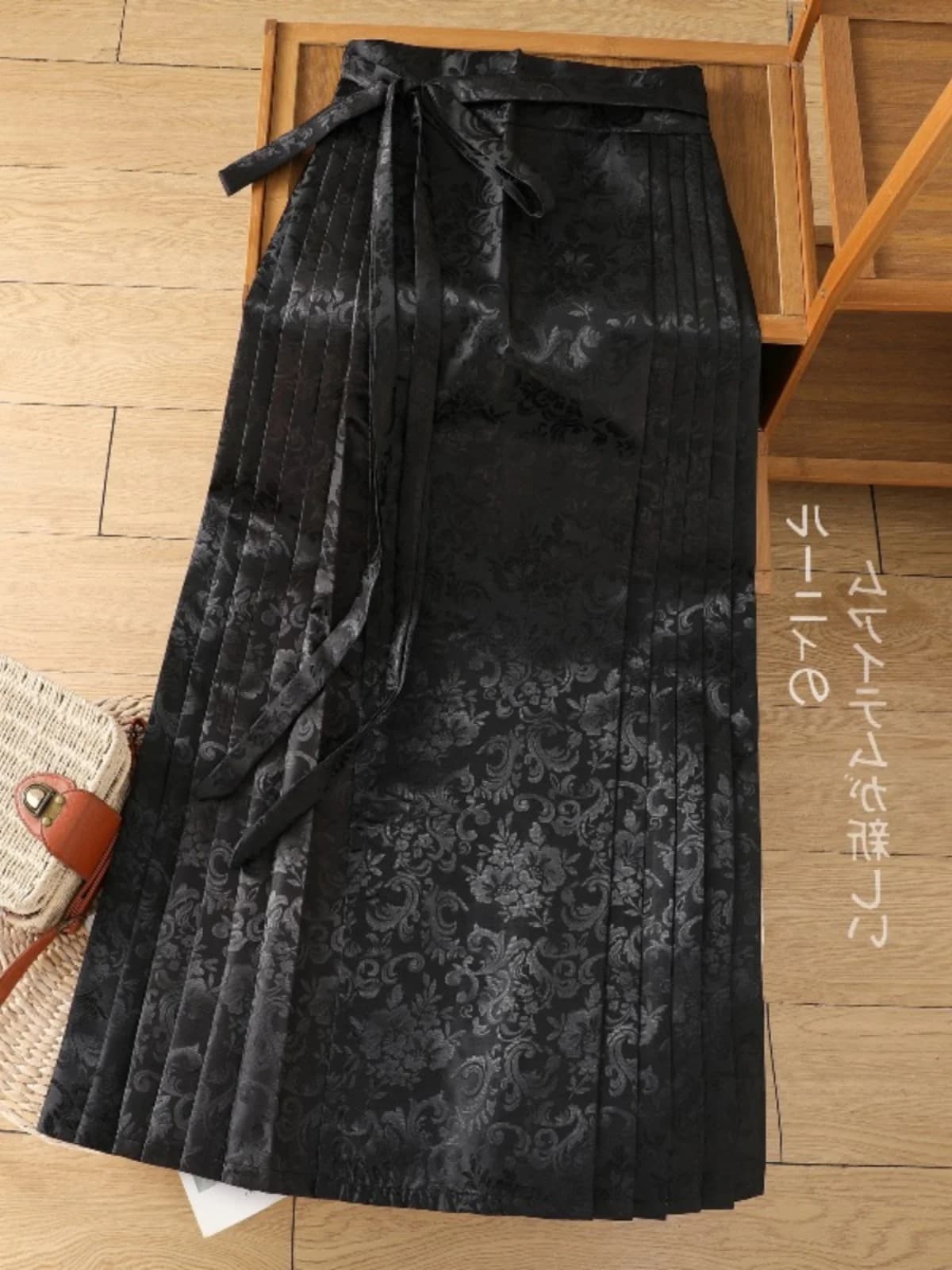 New Chinese Style Reformed Hanfu Half Skirt Women's Spring Autumn Commute High Waist A-Line Skirt with Belt Floral Print