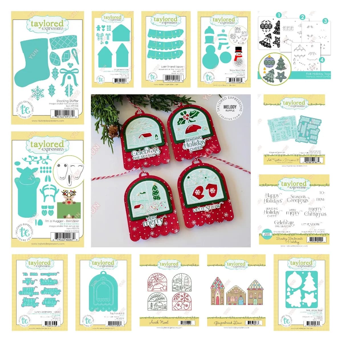 New 2024 Christmas Sentiments Stamp Dies Set Folk Holiday Tags Stocking Reindeer Die Making DIY Scrapbooking Card Molds Stencils