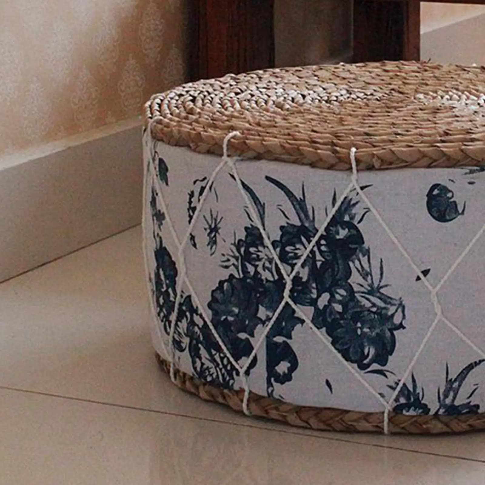 Handmade Straw Futon Floor Pillow Meditation Cushion Stool Pouf Blue er