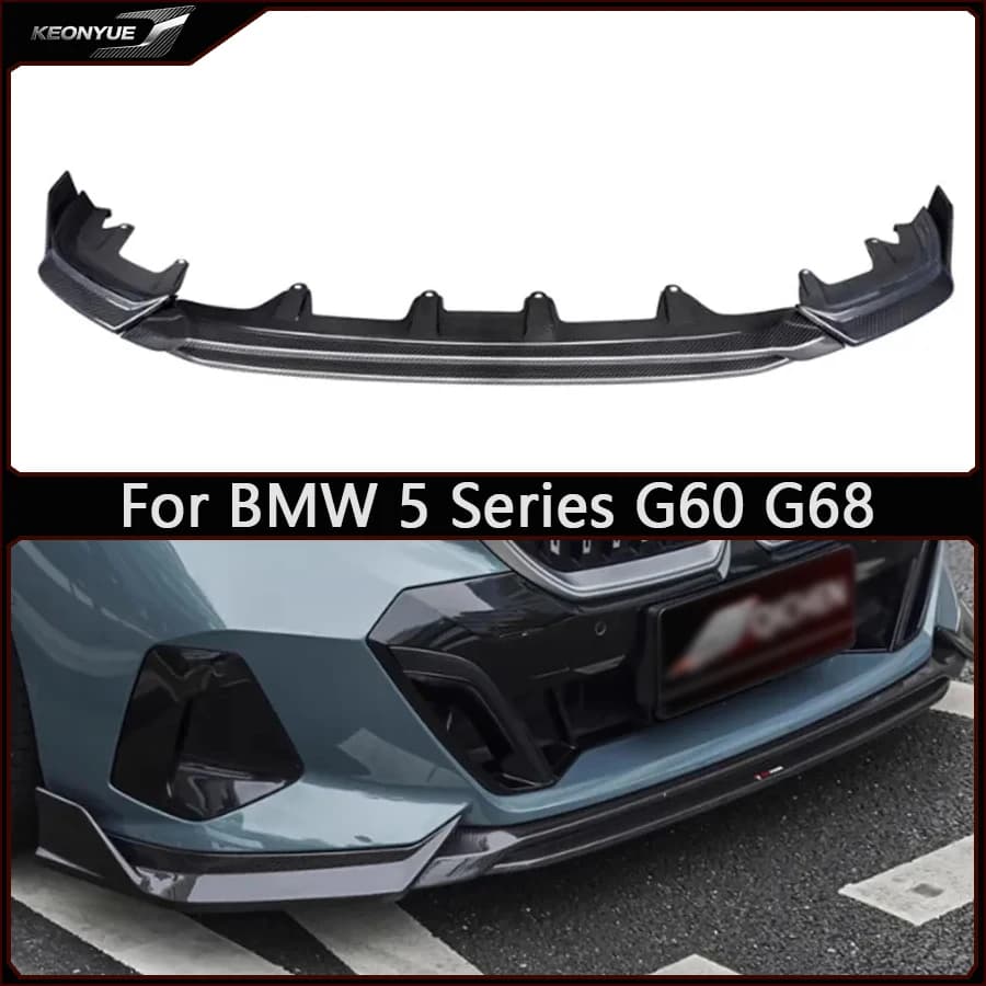 For BMW 5 Series G60 G68 2023+ Carbon Fiber Front lip Car Front Bumper Diverter Spoiler Diffuser chin Car Accessories Body Kit