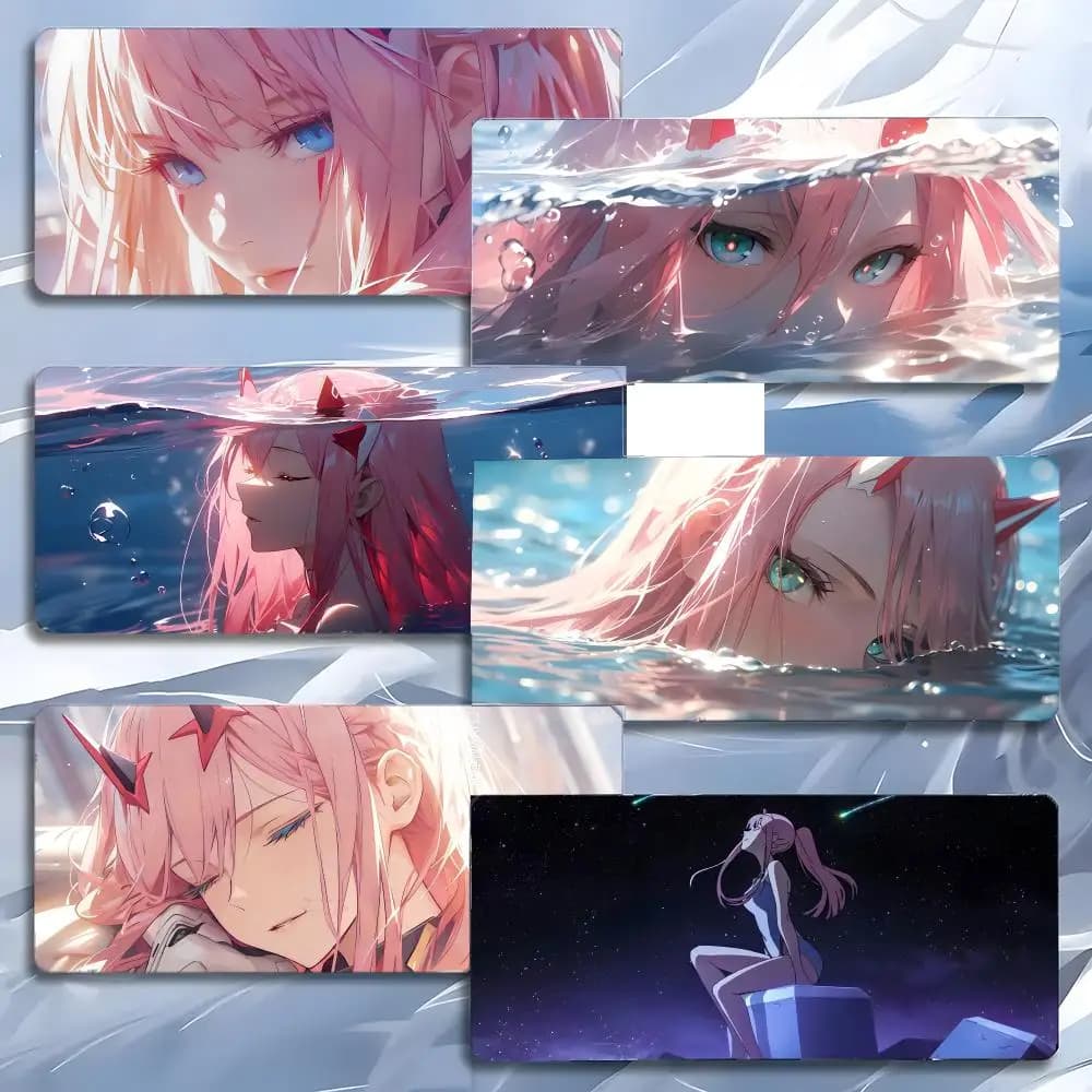 Tappetino per mouse anime carino D-DARLING in the F-FRANXX DitF Zero Two, grande, da gioco, con bordi rinforzati, spesso, per PC, scrivania, tavolo