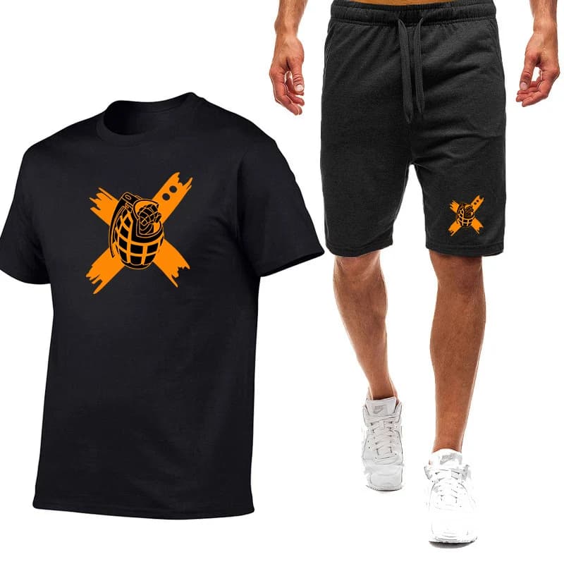 Japan Anime My Hero Academia Men's Summer New Eight-Color Short-Sleeved Sets Breathable T-shirt Top + Shorts Suit