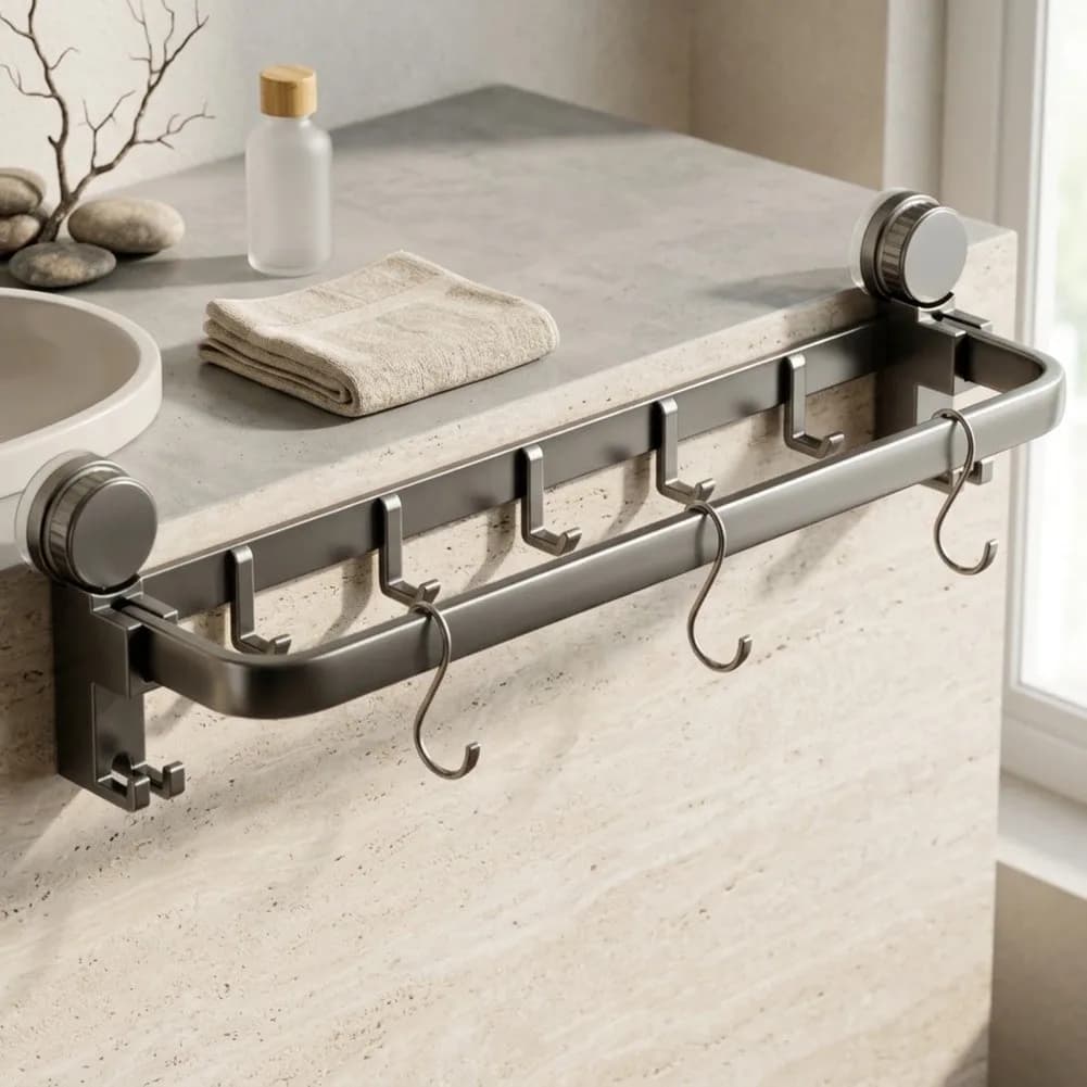 For Smooth Bathroom Walls Drill Free Towel Bar Suction Cup Towel Rack For Daily Bathroom Use 90 Degree Foldable