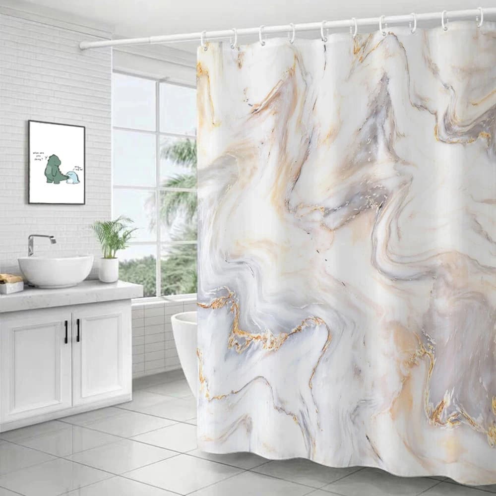 Tende da doccia con ondulazione in marmo Tende da bagno impermeabili a strisce astratte per bagno Decorazioni per la casa Tenda da bagno moderna di lusso