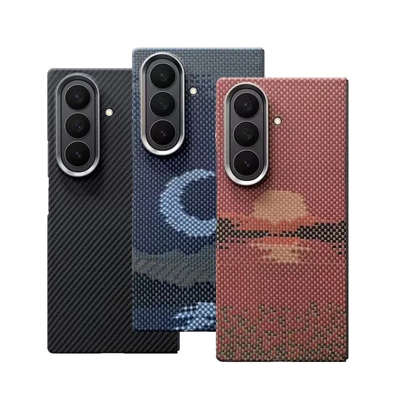 Kit per Samsung Galaxy Z Fold7 Fold 7 SE Custodia Magsafe in vera fibra di carbonio aramidica leggera con geometria solare lunare magnetica