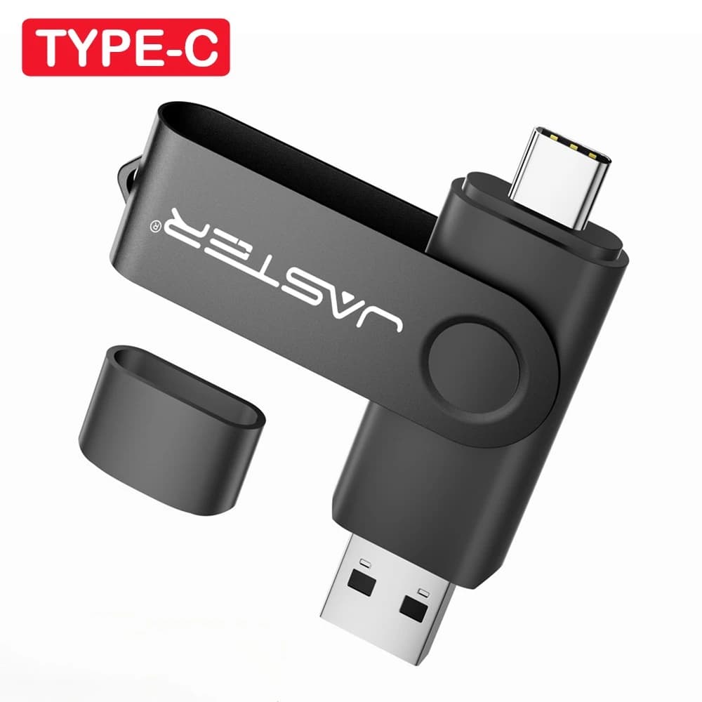 JASTER TYPE-C Regalo aziendale USB-C Memory Stick in metallo da 128 GB 64 GB Pen Drive argento da 32 GB Chiavetta USB impermeabile da 16 GB ruotabile