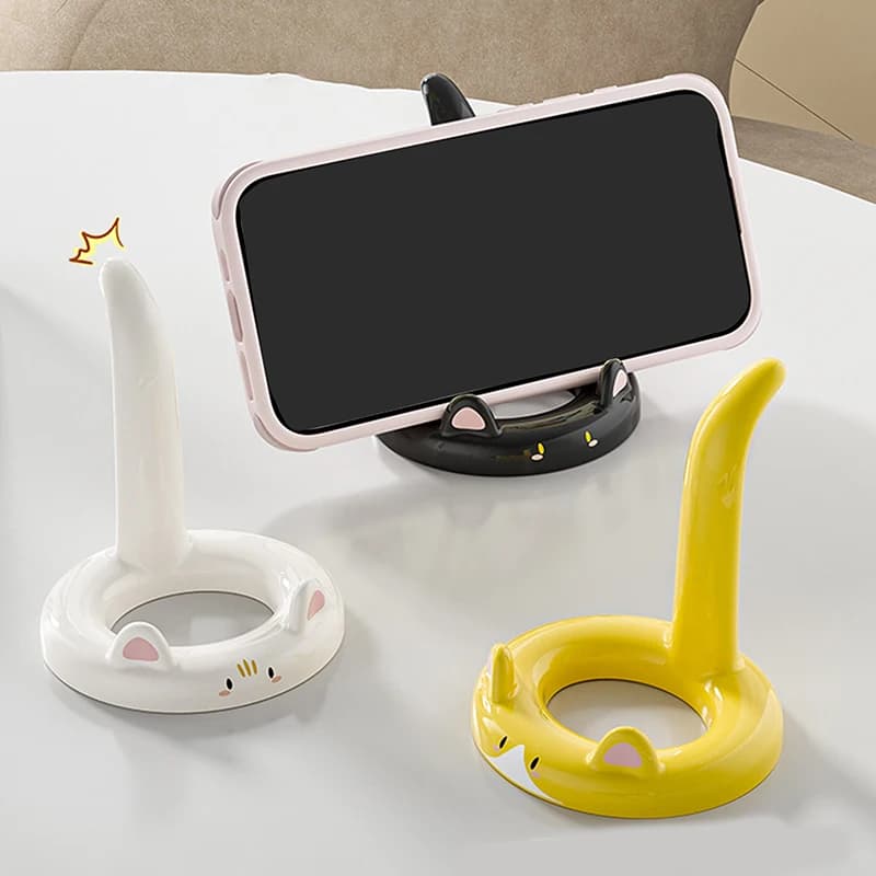 Supporto per telefono simpatico gatto cartone animato, mini supporto da tavolo creativo e ornamento decorativo