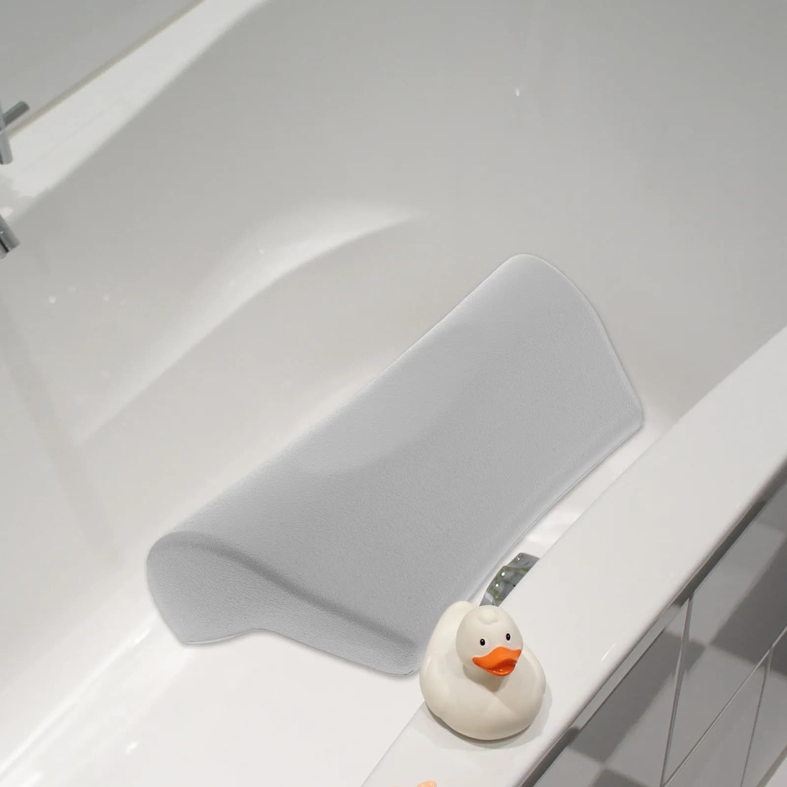 Cuscino Poggiatesta per Vasca da Bagno con Forti Ventose, Ergonomico in PU, per Supporto Collo e Schiena, Impermeabile e Lavabile, per Spa