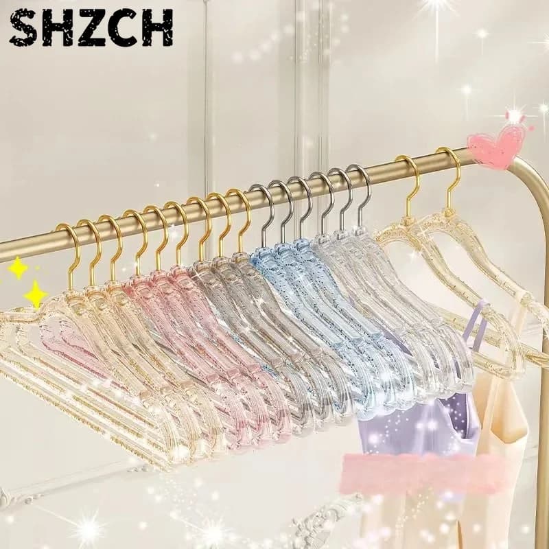 Crystal Clear Acrylic Hangers - Luxury Non-Slip Thickened Clothes Organizer, Smooth Non-Damage Garment Rack for Home & Wardrobe