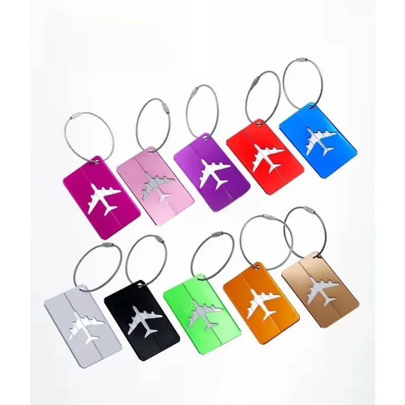 Etichetta per bagagli in metallo da viaggio Etichetta per bagagli Identificazione bagagli durevole con porta biglietti da visita Etichetta di moda Accessori da viaggio
